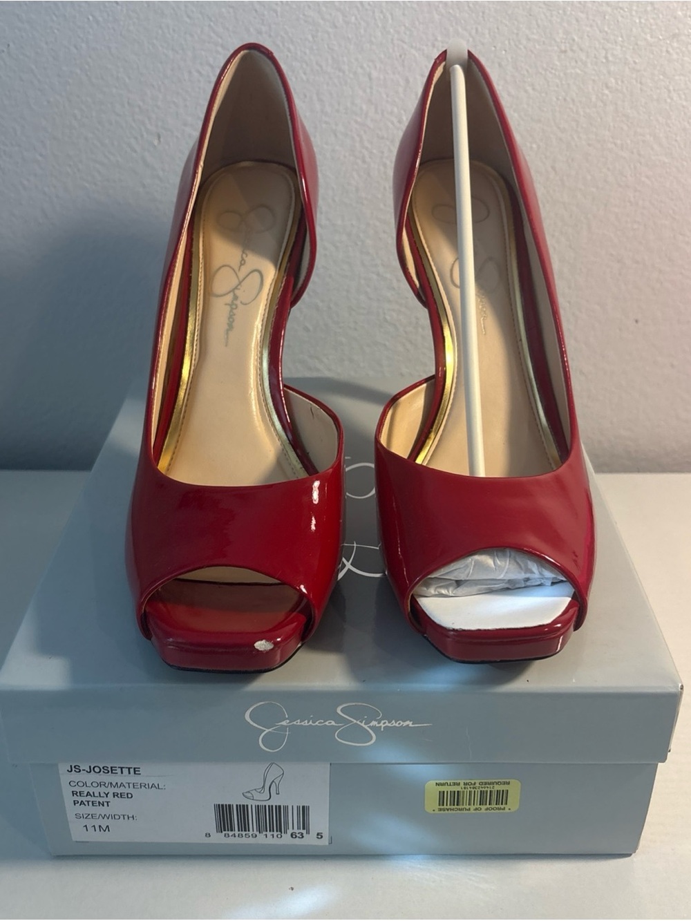 Jessica Simpson jS-Josette Really Red Patent Heels Size 11 FLAWED NEW